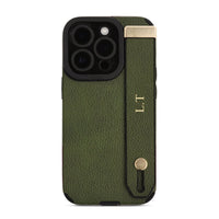 Green Leather iPhone Case with Strap - #Snap Bands#