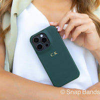 Green Pebble Leather iPhone Case - Snap Bands