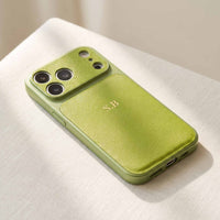 Green Personalized iPhone Case With Leather - Snap Bands