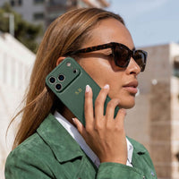Green Personalized Leather iPhone Case - Snap Bands