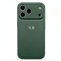 Green Personalized Leather iPhone Case - Snap Bands