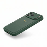 Green Personalized Leather iPhone Case - Snap Bands