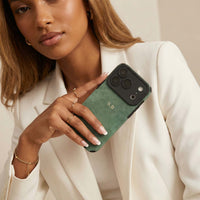 Green Suede iPhone Case - Snap Bands
