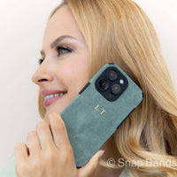 Green Suede iPhone Case - Snap Bands