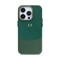Green Two - Tone Monogrammed Leather iPhone Case - #Snap Bands#