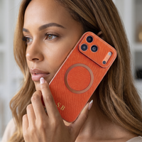 Orange Personalized Magnetic Leather iPhone Case