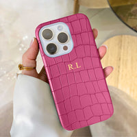 Hot pink Crocodile Texture Personalized Leather iPhone Case - #Snap Bands#