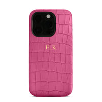 Hot pink Crocodile Texture Personalized Leather iPhone Case - #Snap Bands#