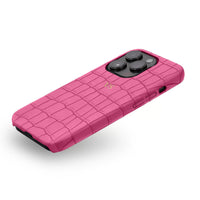 Hot pink Crocodile Texture Personalized Leather iPhone Case - #Snap Bands#