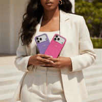 Hot pink Crocodile Texture Personalized Leather iPhone Case - Snap Bands