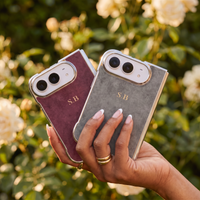 Burgundy Lambskin Leather Custom iPhone Duo Case