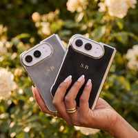 Black Lambskin Leather Custom iPhone Duo Case