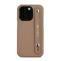 Khaki Elegant Textured Leather iPhone Case with Metal Accents - #Snap Bands#