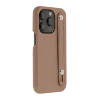 Khaki Elegant Textured Leather iPhone Case with Metal Accents - #Snap Bands#