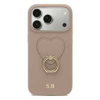 Khaki Heart Ring Leather iPhone Case - Snap Bands