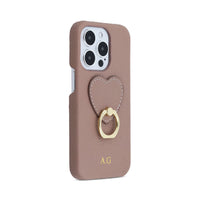 Khaki Heart Ring Leather iPhone Case - #Snap Bands#