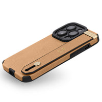 Khaki Leather iPhone Case with Strap - #Snap Bands#