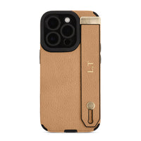 Khaki Leather iPhone Case with Strap - #Snap Bands#