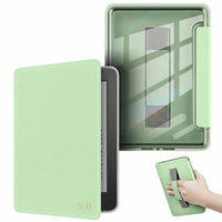 Light Green Leather Kindle Case with Hand Strap