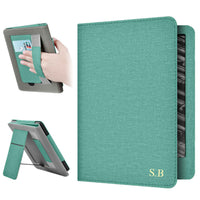 Green Leather Kindle Case with Hand Strap and Stand