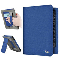Blue Leather Kindle Case with Hand Strap and Stand