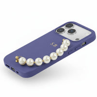 Lavender Leather Magnetic iPhone Case with Pearl Strap - Snap Bands