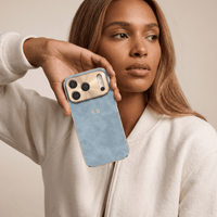 Light Blue Lambskin Leather Custom iPhone Case - #Snap Bands#