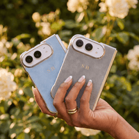 Light Blue Lambskin Leather Custom iPhone Duo Case - #Snap Bands#