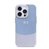 Light blue Two - Tone Monogrammed Leather iPhone Case - #Snap Bands#