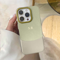 Light green Two - Tone Monogrammed Leather iPhone Case - #Snap Bands#