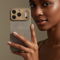 Luxury Lambskin Leather Custom iPhone Case Gray - Snap Bands