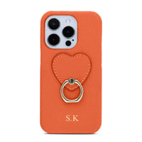 Orange Heart Ring Leather iPhone Case - #Snap Bands#