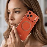 Orange Personalized Magnetic Leather iPhone Case - #Snap Bands#