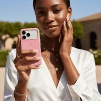 Pink Crocodile Texture Personalized Leather iPhone Case - Snap Bands