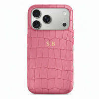 Pink Crocodile Texture Personalized Leather iPhone Case - Snap Bands