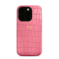 Pink Crocodile Texture Personalized Leather iPhone Case - #Snap Bands#