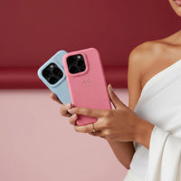 Pink Leather iPhone Case - Snap Bands