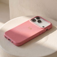 Pink Leather iPhone Case - Snap Bands