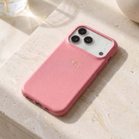 Pink Leather iPhone Case - Snap Bands