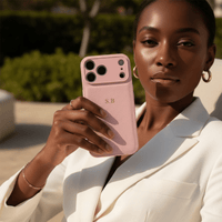 Pink Leather iPhone Case - Snap Bands
