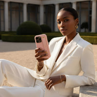 Pink Leather iPhone Case with Strap - Snap Bands