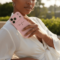 Pink Personalized Leather iPhone Case - Snap Bands