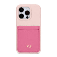 Pink Personalized Leather iPhone Case with Card Holder - #Snap Bands#