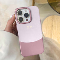 Pink Two - Tone Monogrammed Leather iPhone Case - #Snap Bands#