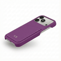 Purple Card Holder Leather iPhone Case - Snap Bands
