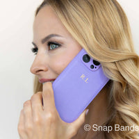 Purple Leather iPhone Case - Snap Bands