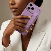 Purple Leather iPhone Case with Strap - Snap Bands