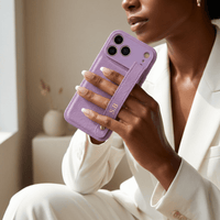 Purple Leather iPhone Case with Strap - Snap Bands