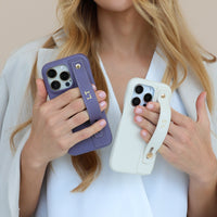 Purple Leather iPhone Case with Strap - Snap Bands