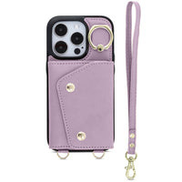 Purple Leather iPhone Case With Two Straps - Snap Bands